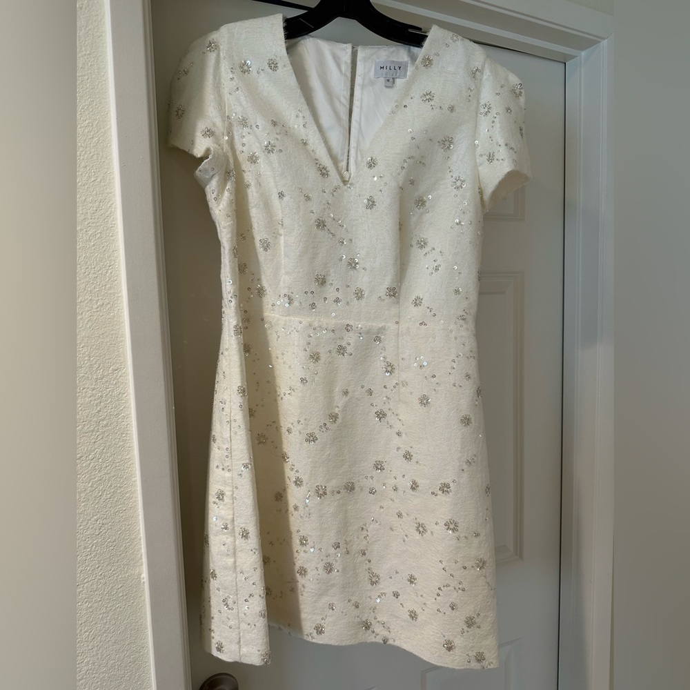 Milly White Dress w Sequins